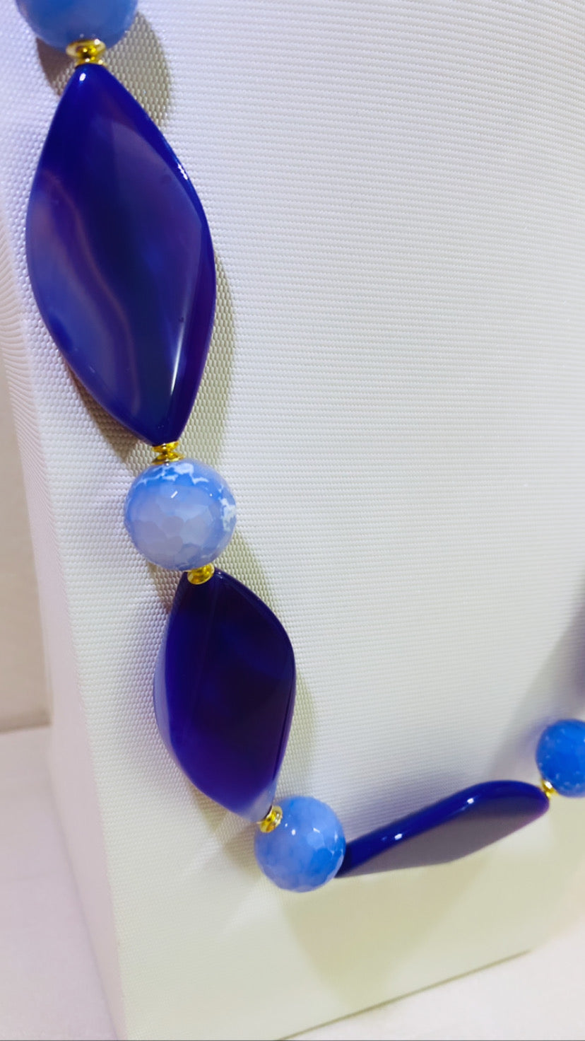 Collana pietre dure e agata viola in argento sterling