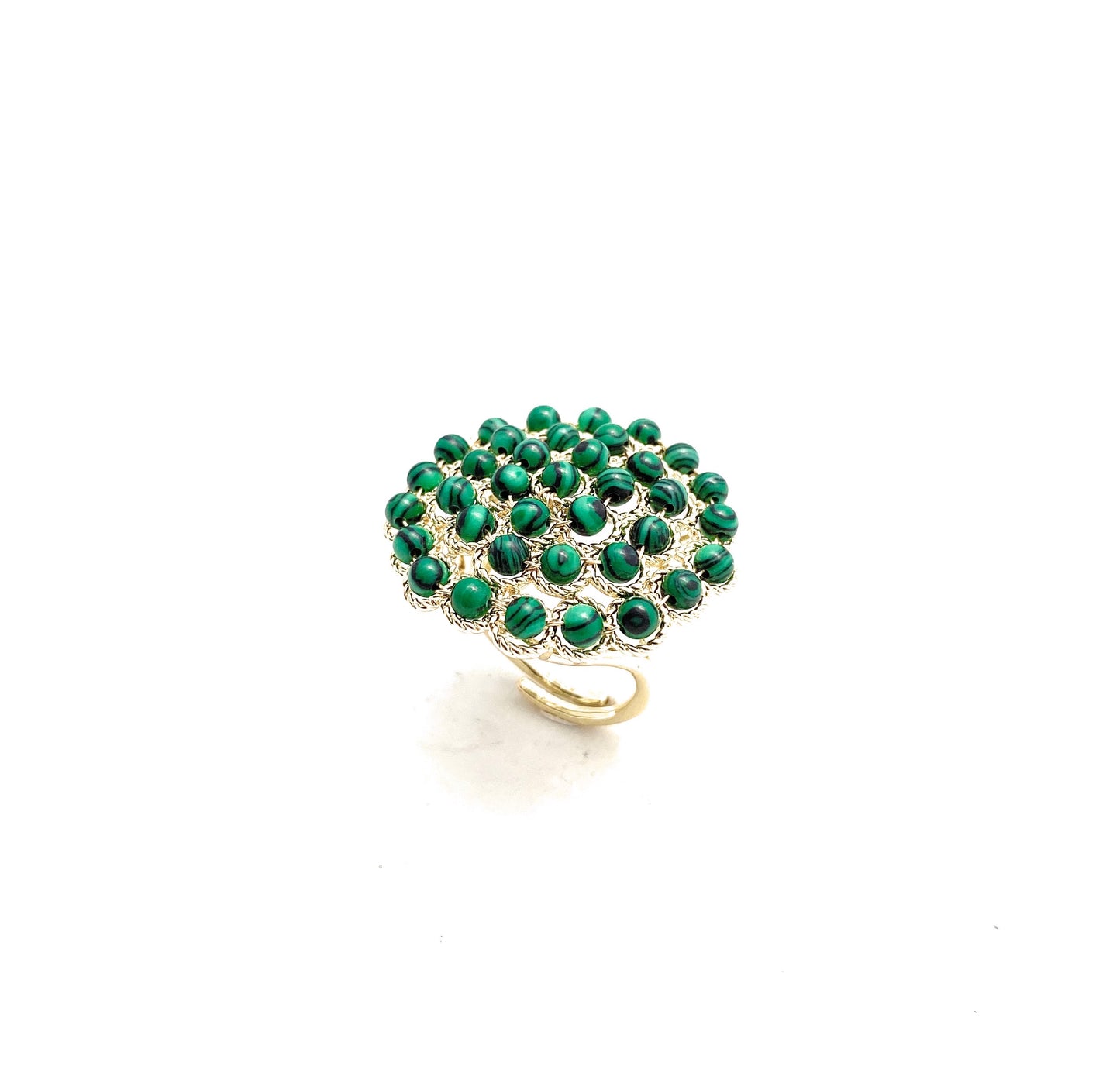 Anello bronzo lapislazzuli galvanizzato giallo regolabile