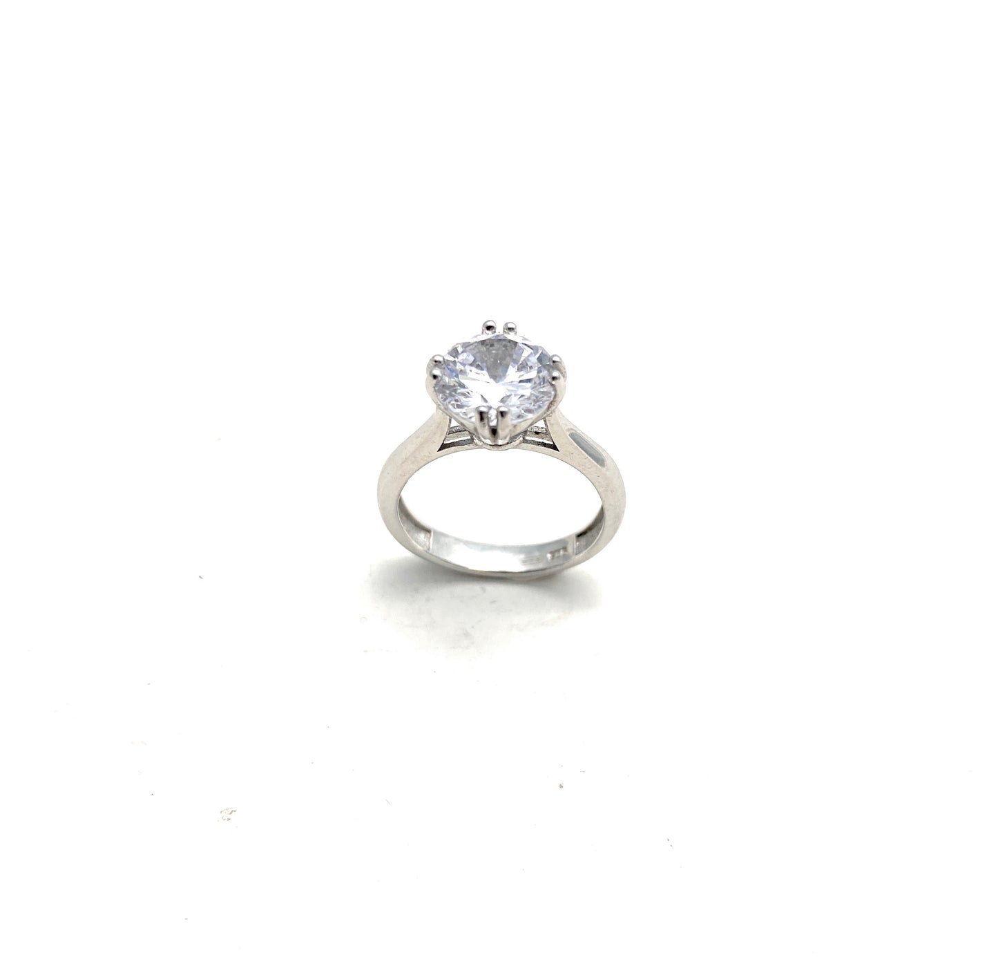 Anello solitario argento sterling zircone mm 8