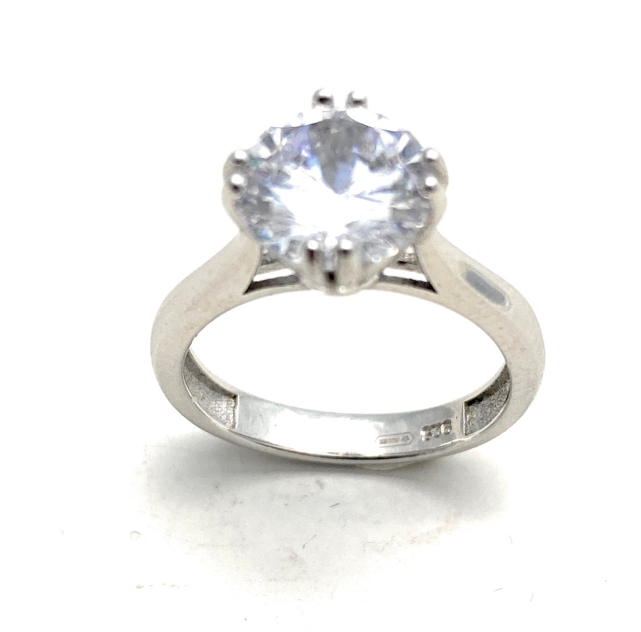Anello solitario argento sterling zircone mm 8
