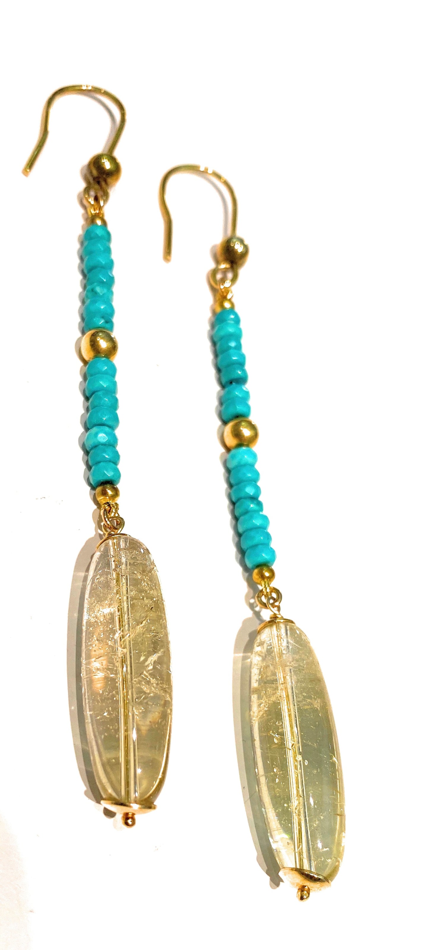 Orecchini con turchese e gocce in argento sterling