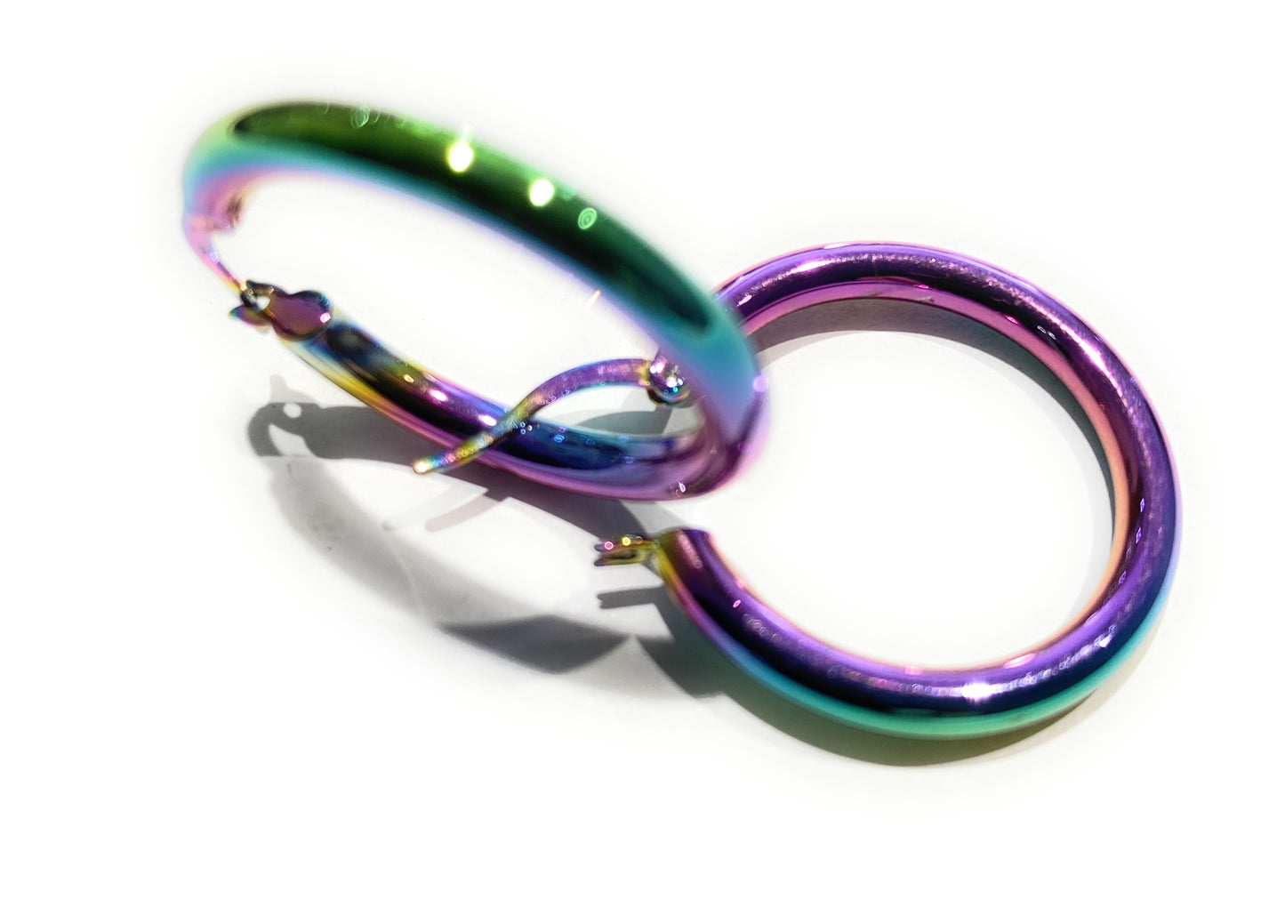 Orecchini a cerchio in argento sterling rodio fluo