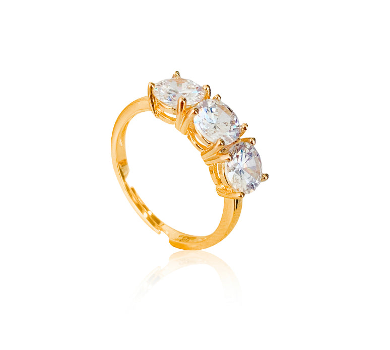 Anello trilogy in argento sterling galvanica oro giallo