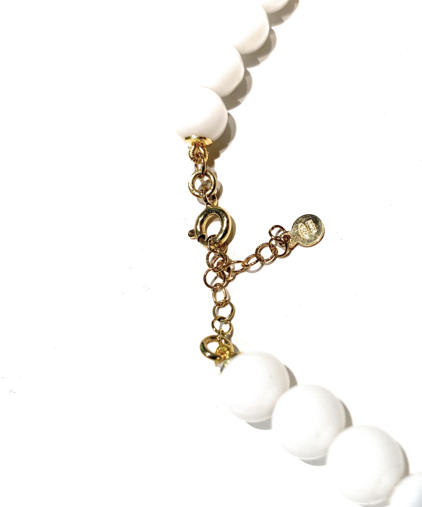 Collana agata bianca cristallo taglio smeraldo e perla barocca fresh water