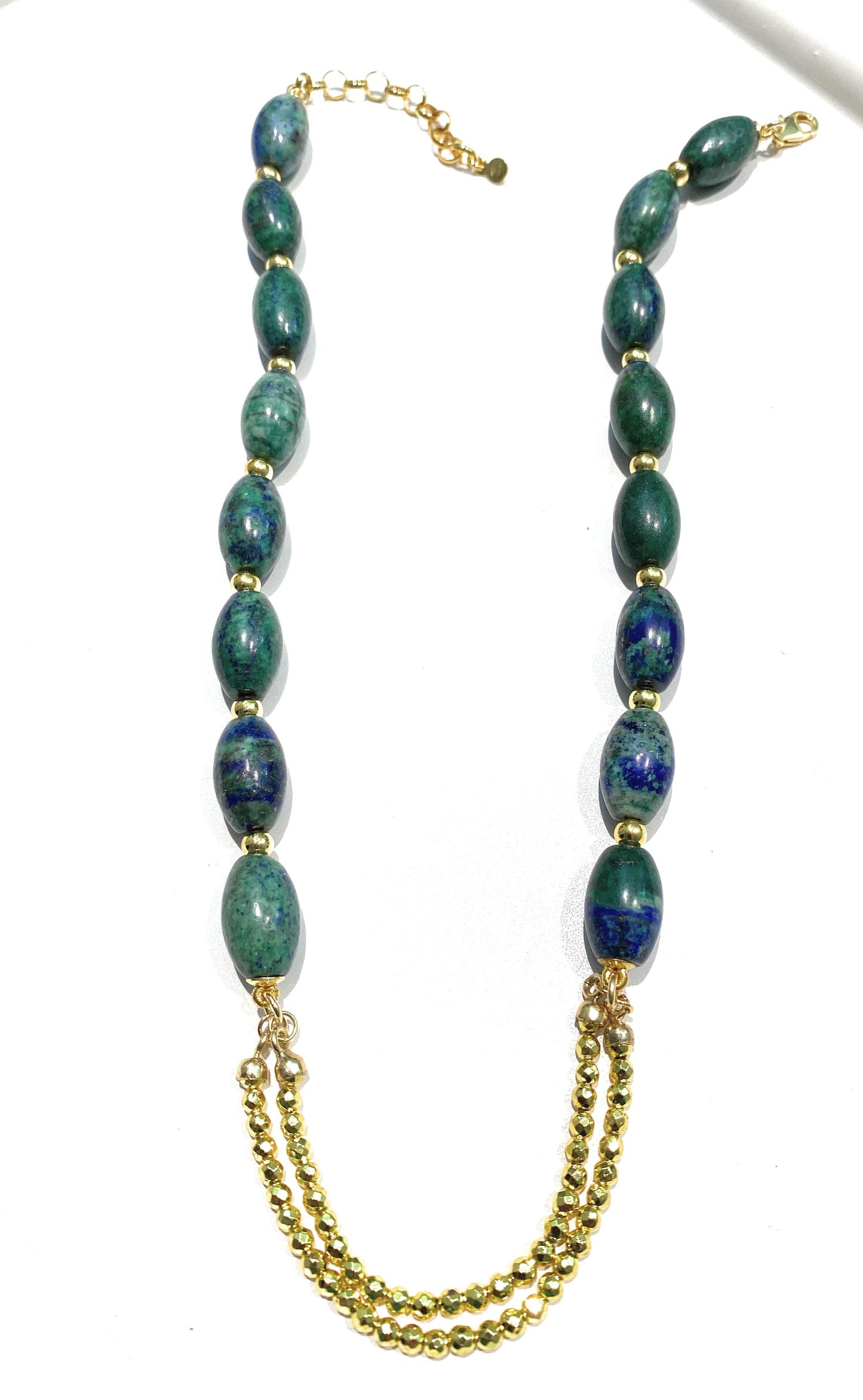 Collana choker con lapislazzuli Afganistan e ematite gold in argento sterling placcato oro giallo