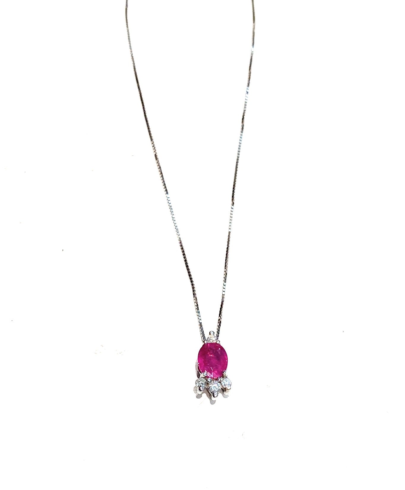 Collarino in oro bianco 18 kt rubino e diamanti