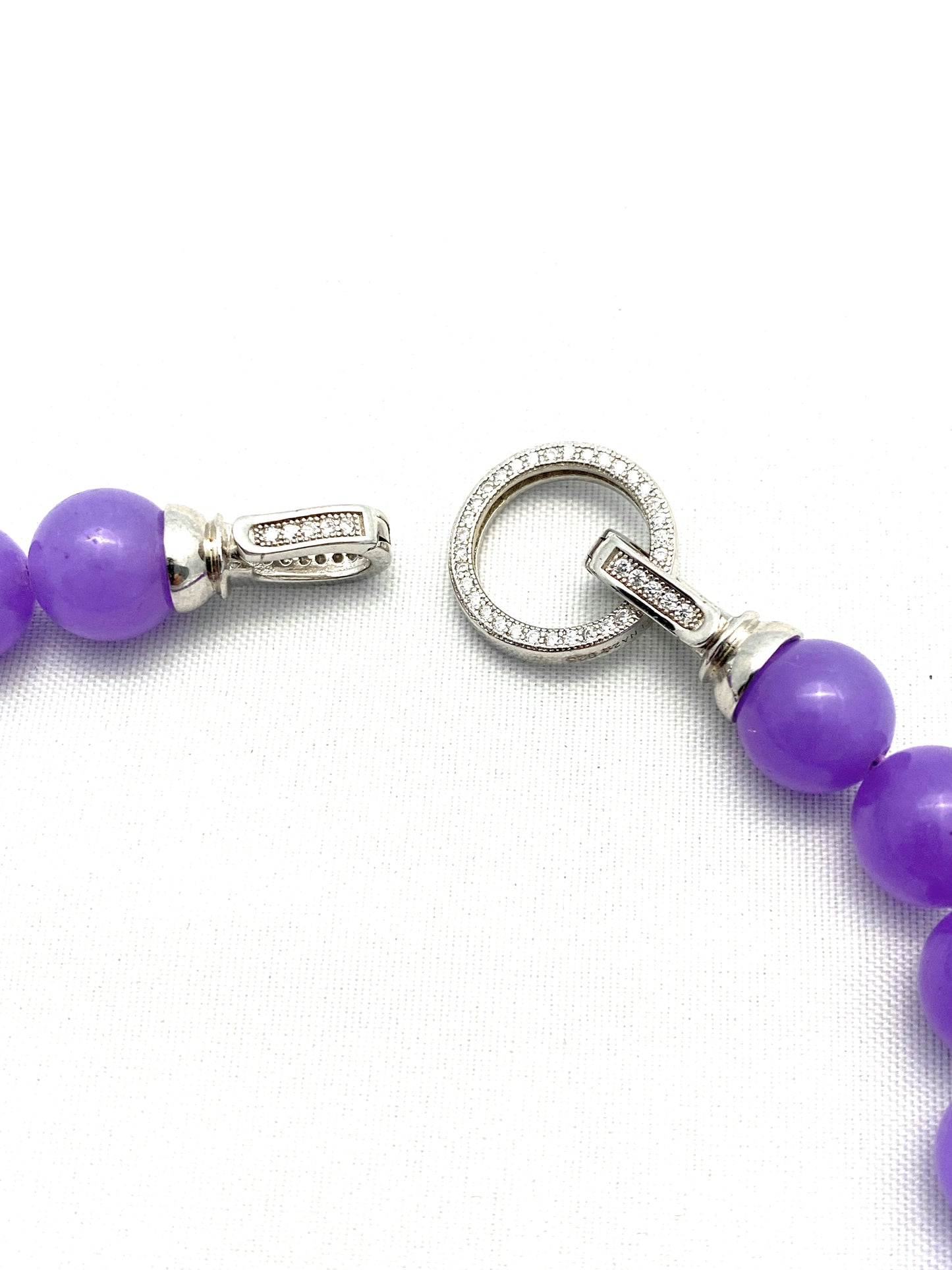 Collana con agata striata viola e perle