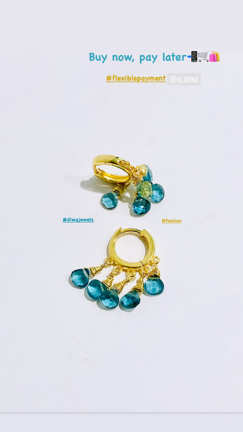 Orecchini cerchietto argento sterling 925 e gocce di cristalli colorati