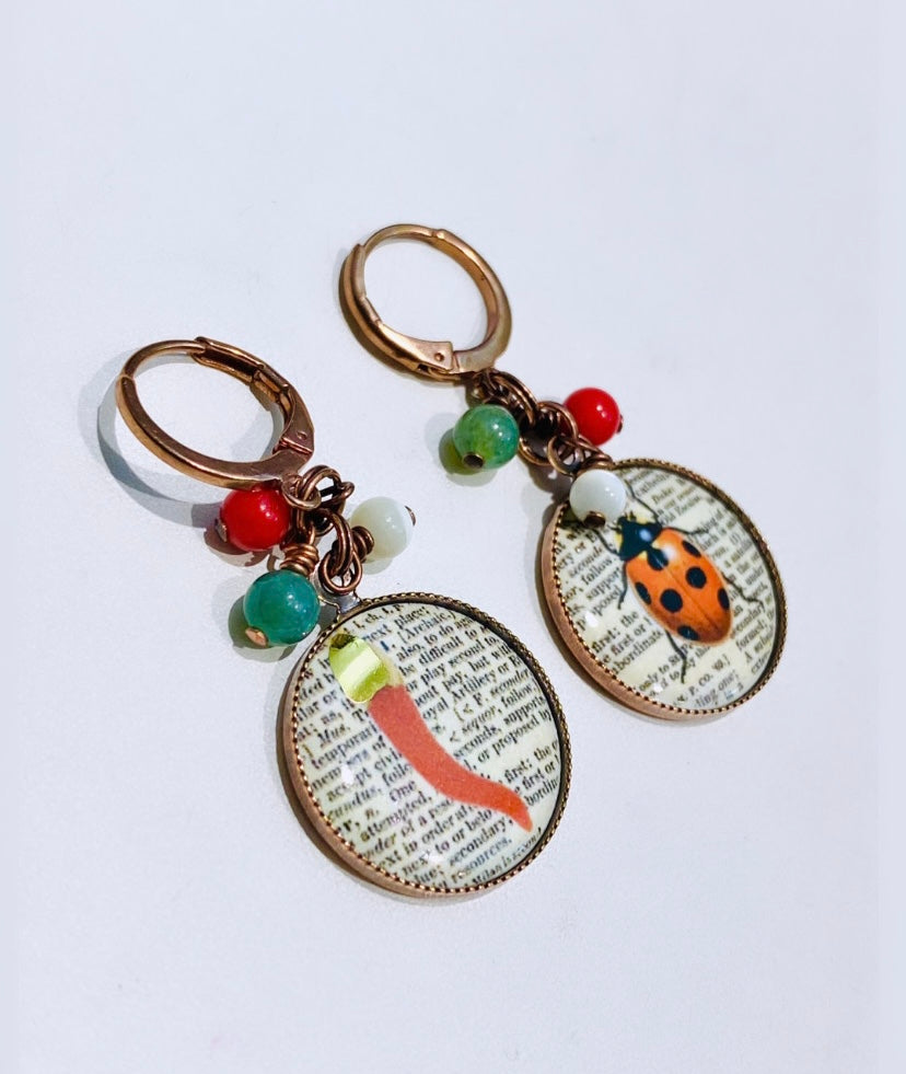 Orecchini pendenti in ottone galvanizzato "Lucky"