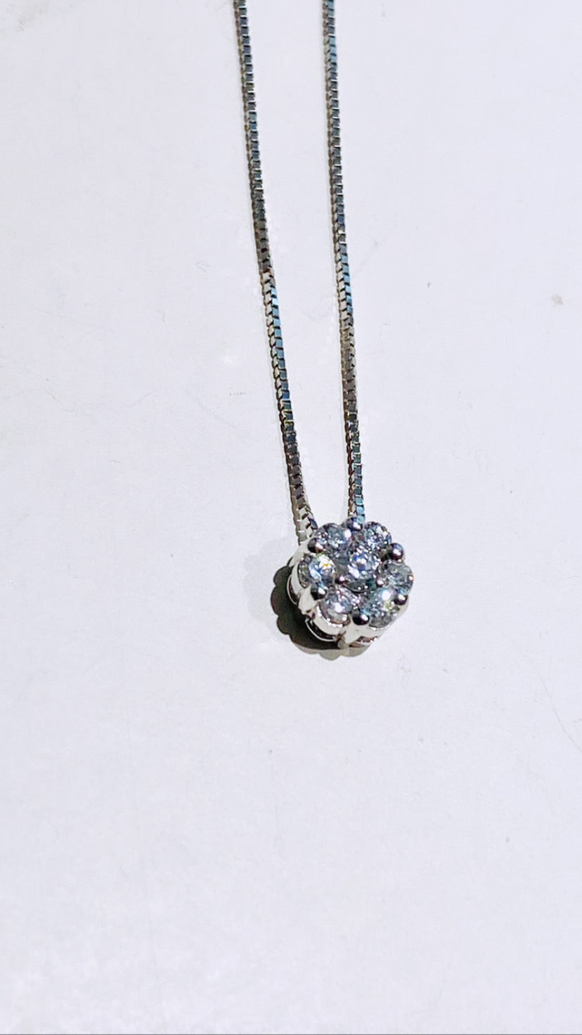 Collana punto luce diamanti naturali oro bianco 18 kt made in Italy