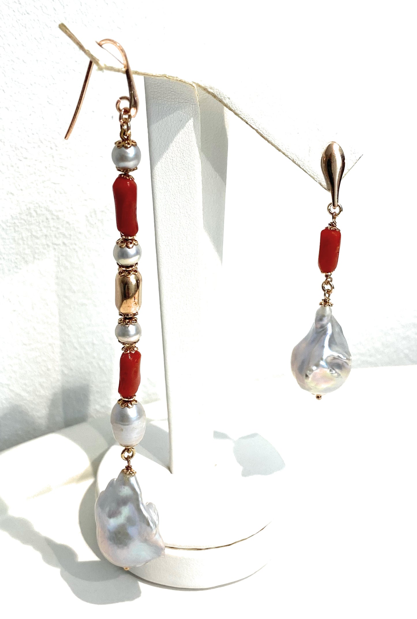 Orecchini argento sterling 925 perla grigia barocca fresh water