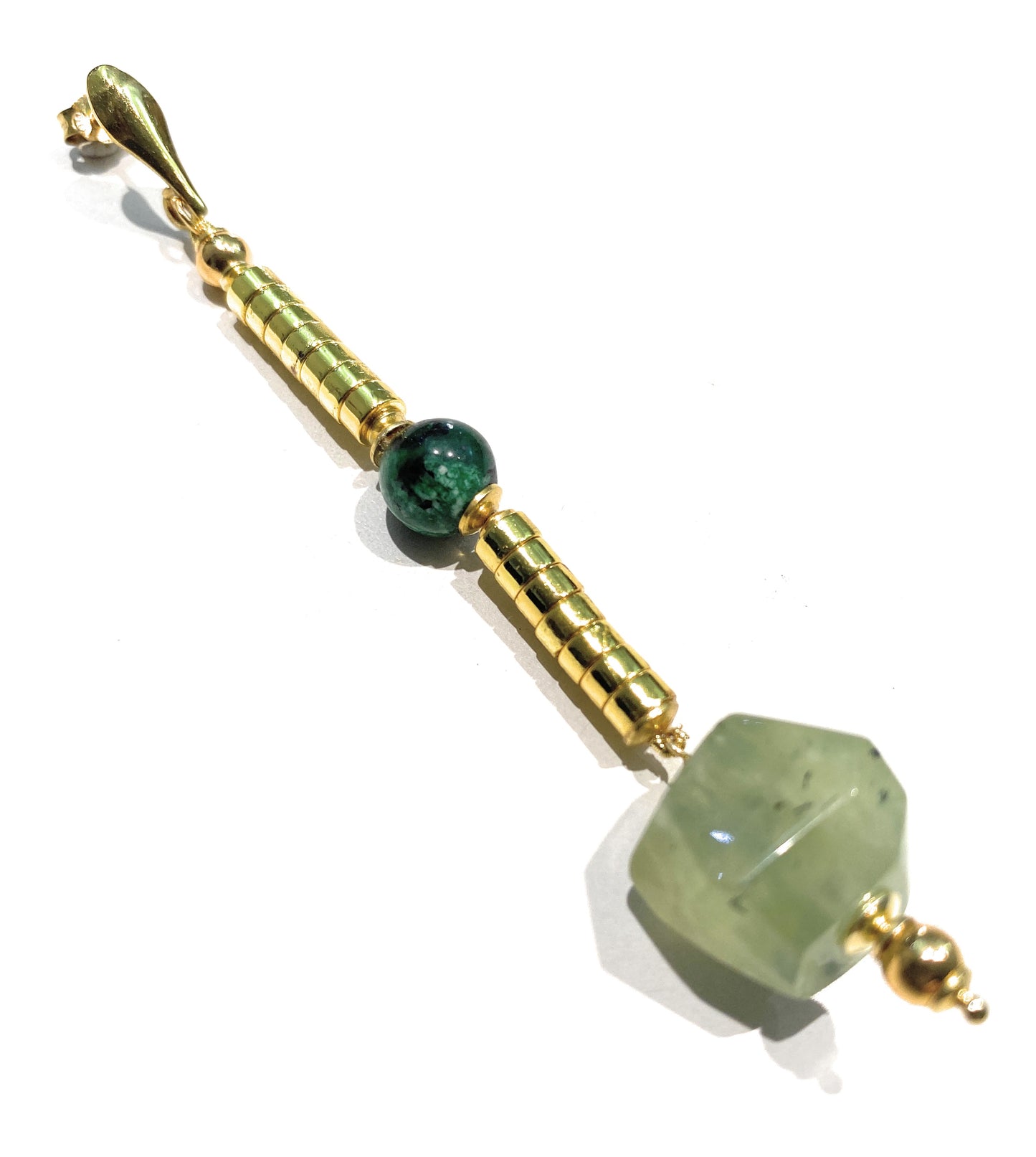 Collana choker con frange in onice e prenite in argento sterling galvanica gialla