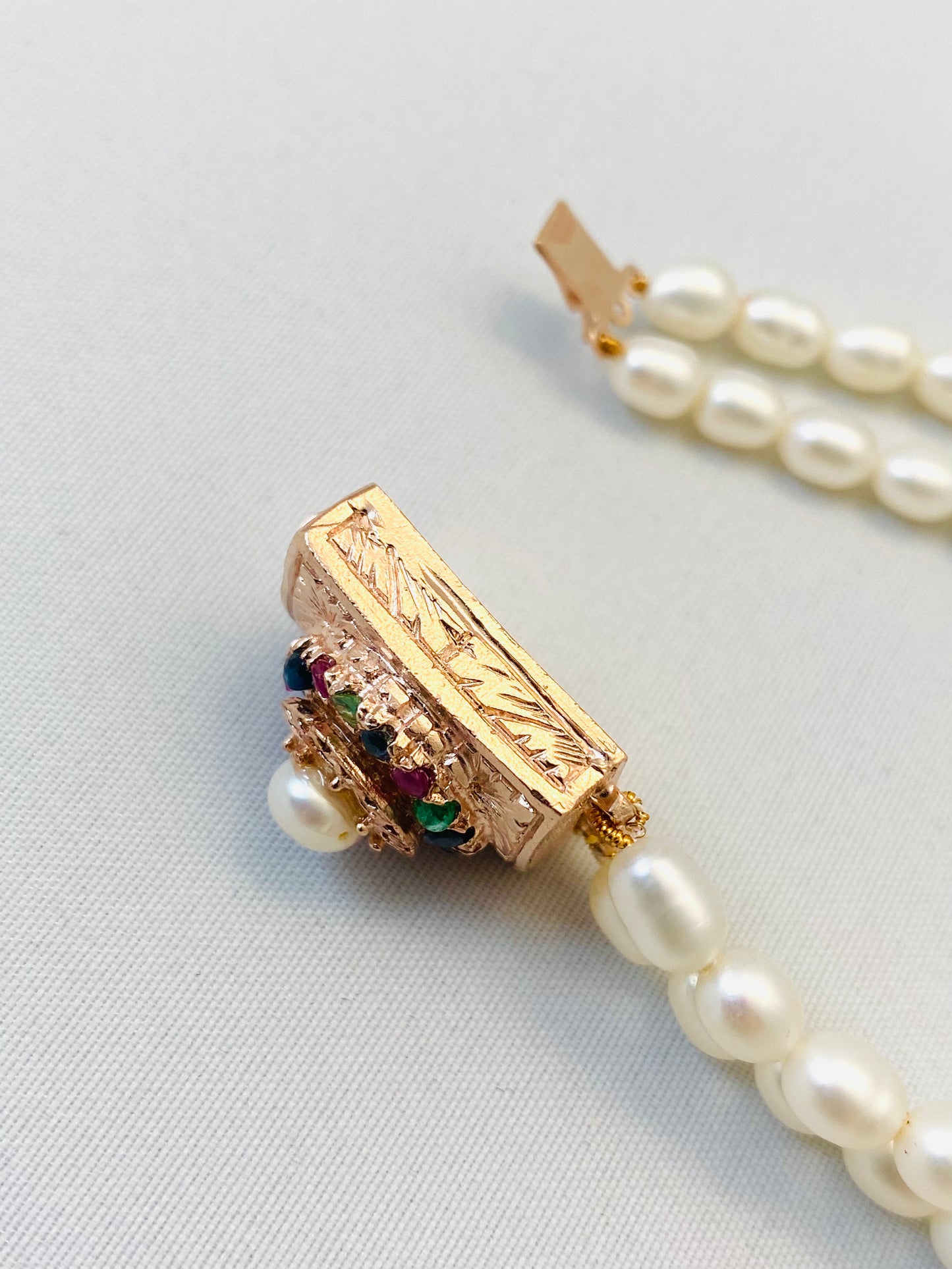 Bracciale diWa Jewels Perle 2 fili con Chiusura Retró Argento Sterling Rosé Pietre Colorate