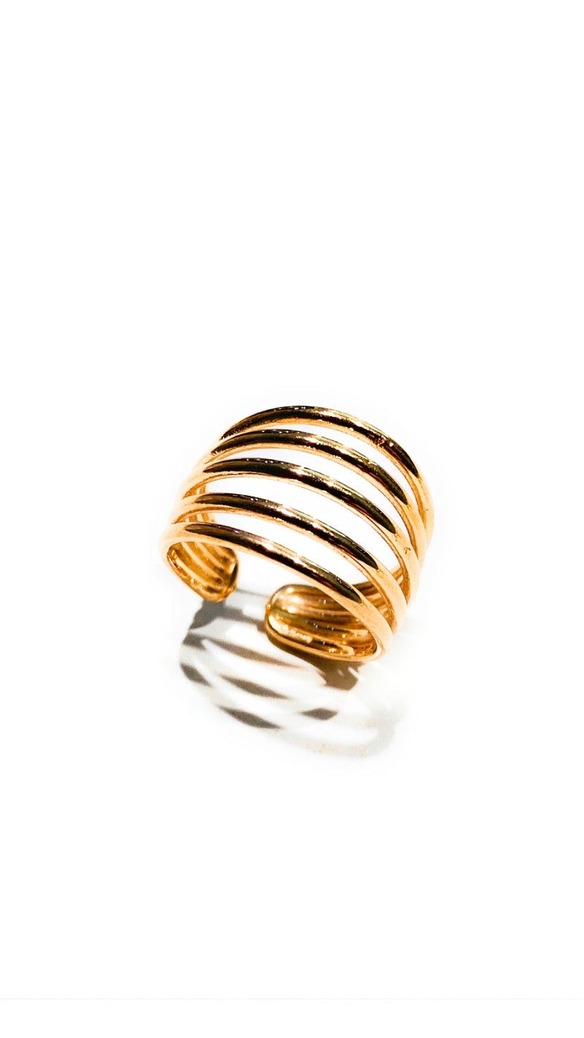 Anello fascia multifilo argento sterling rosé regolabile