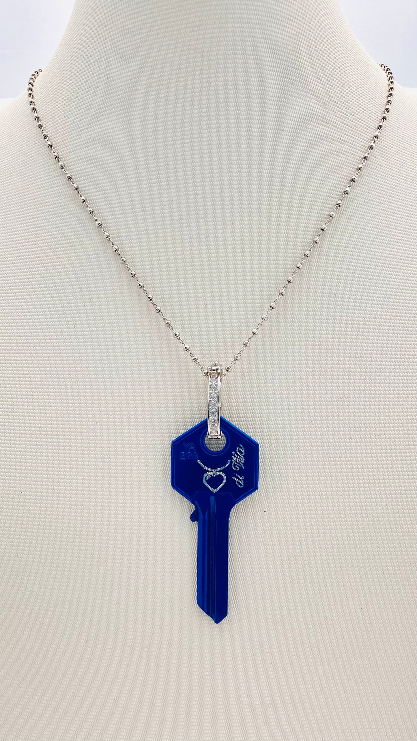 Ciondolo chiave diWa is Me personalizzata in alluminio e argento 925