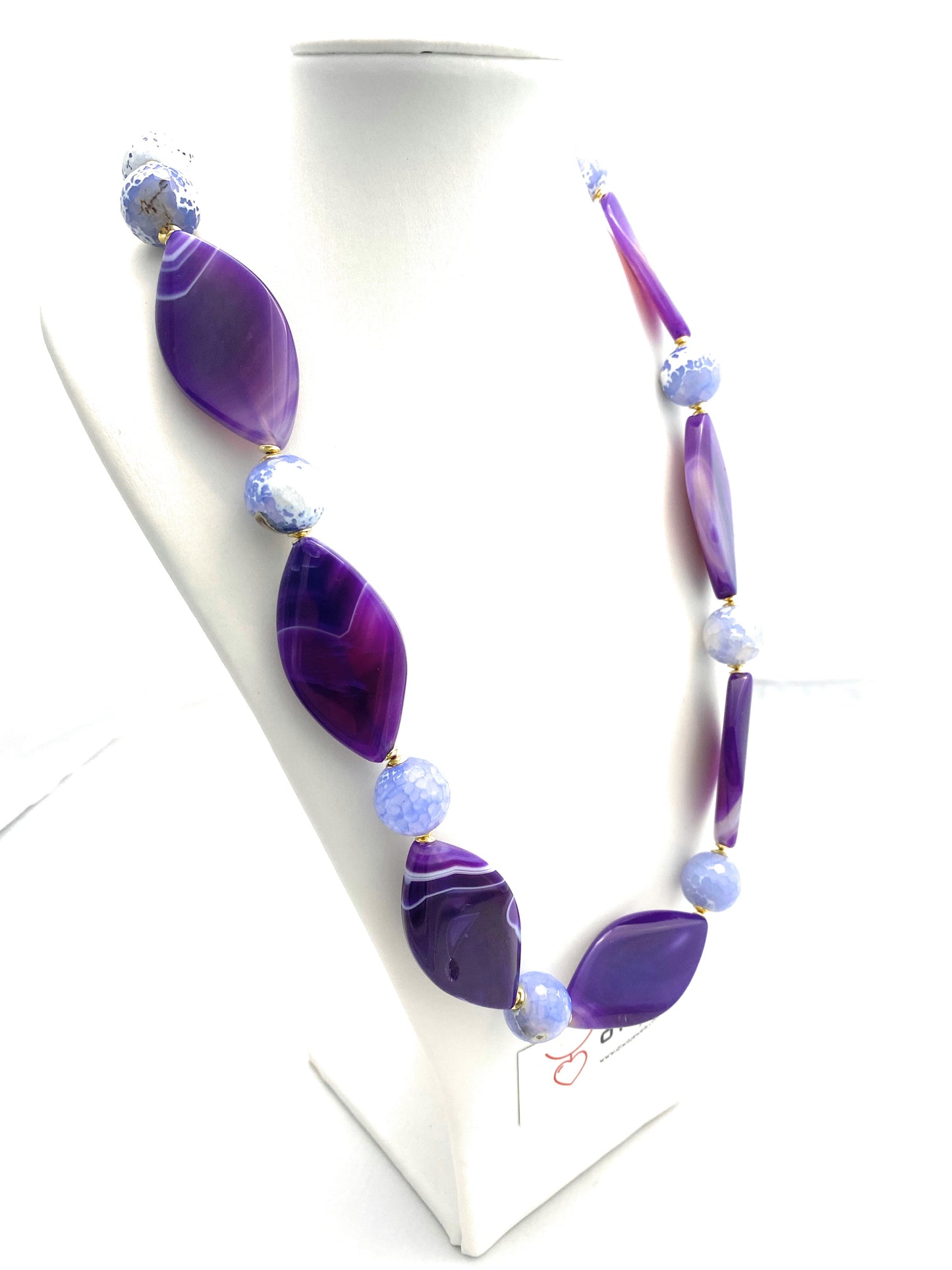 Collana pietre dure e agata viola in argento sterling