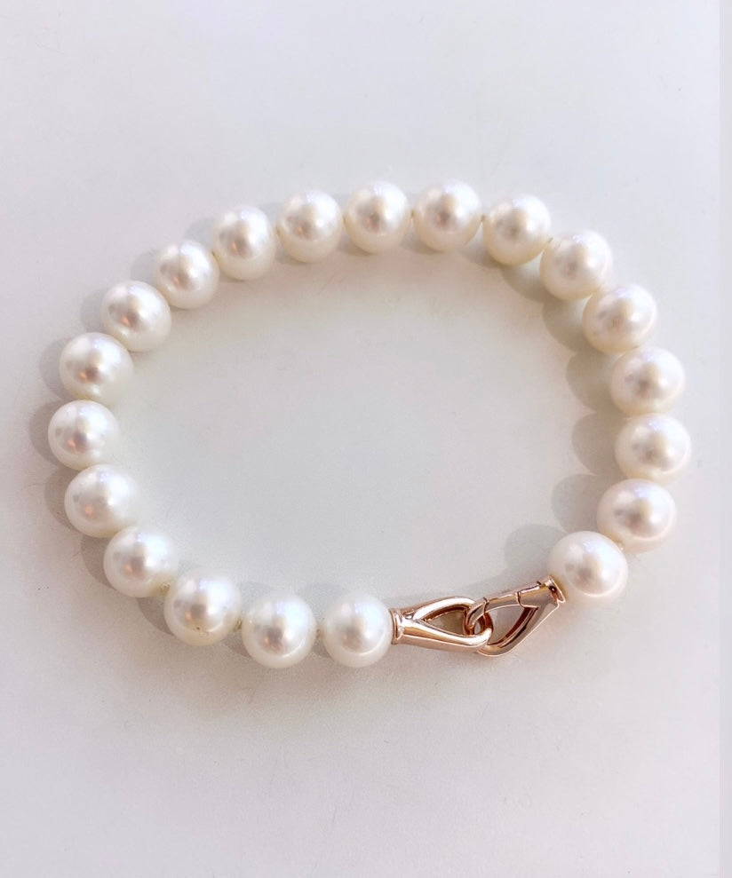 Bracciale perle fresh water top quality chiusura argento sterling rosé