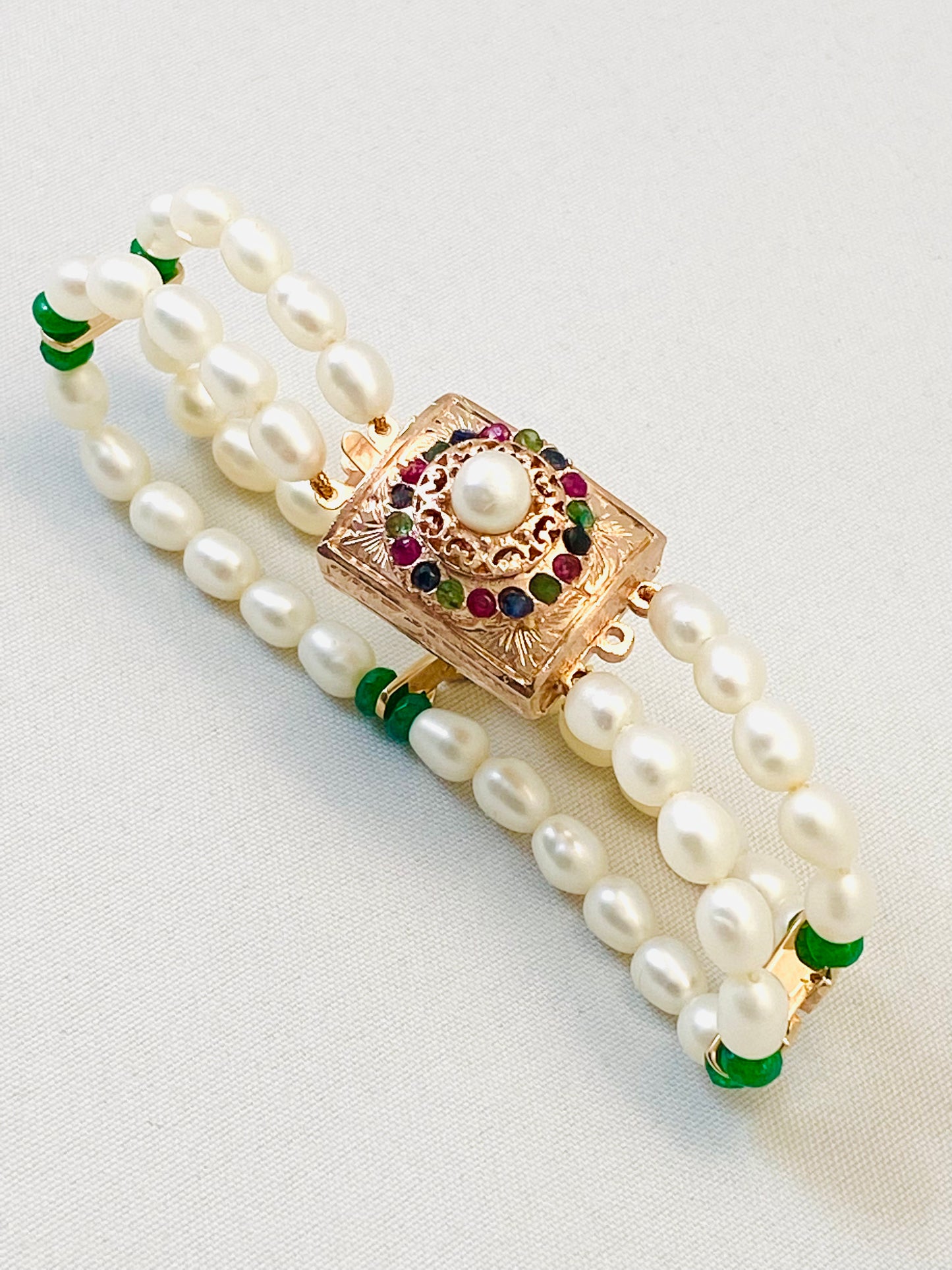 Bracciale diWa Jewels Perle 2 fili con Chiusura Retró Argento Sterling Rosé Pietre Colorate