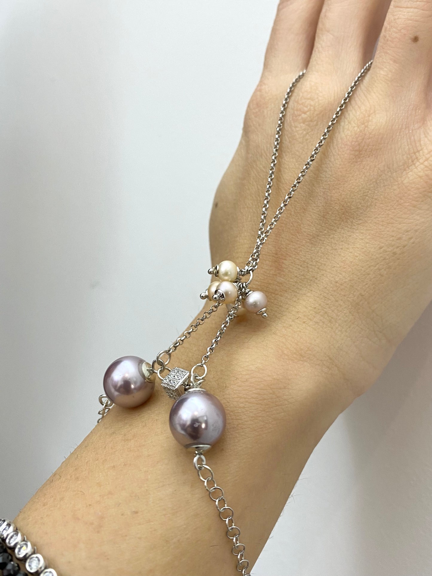 Bracciale “Baciamano” diWa Jewels Perle e Argento Sterling Rodio Bianco Personalizzato