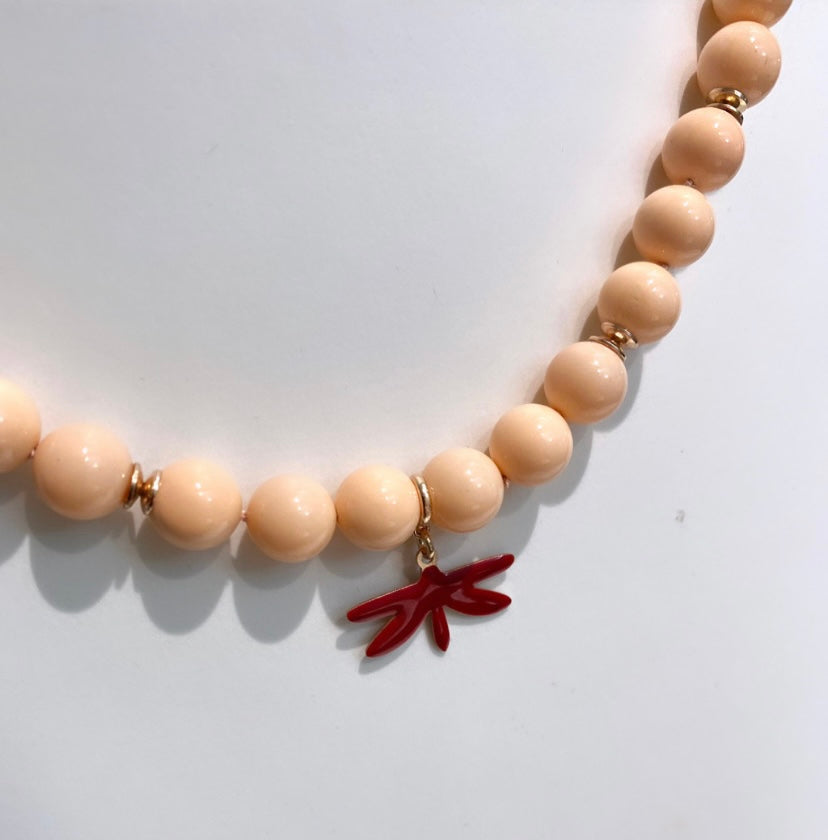 Collana perle Maiorca e libellula smalto