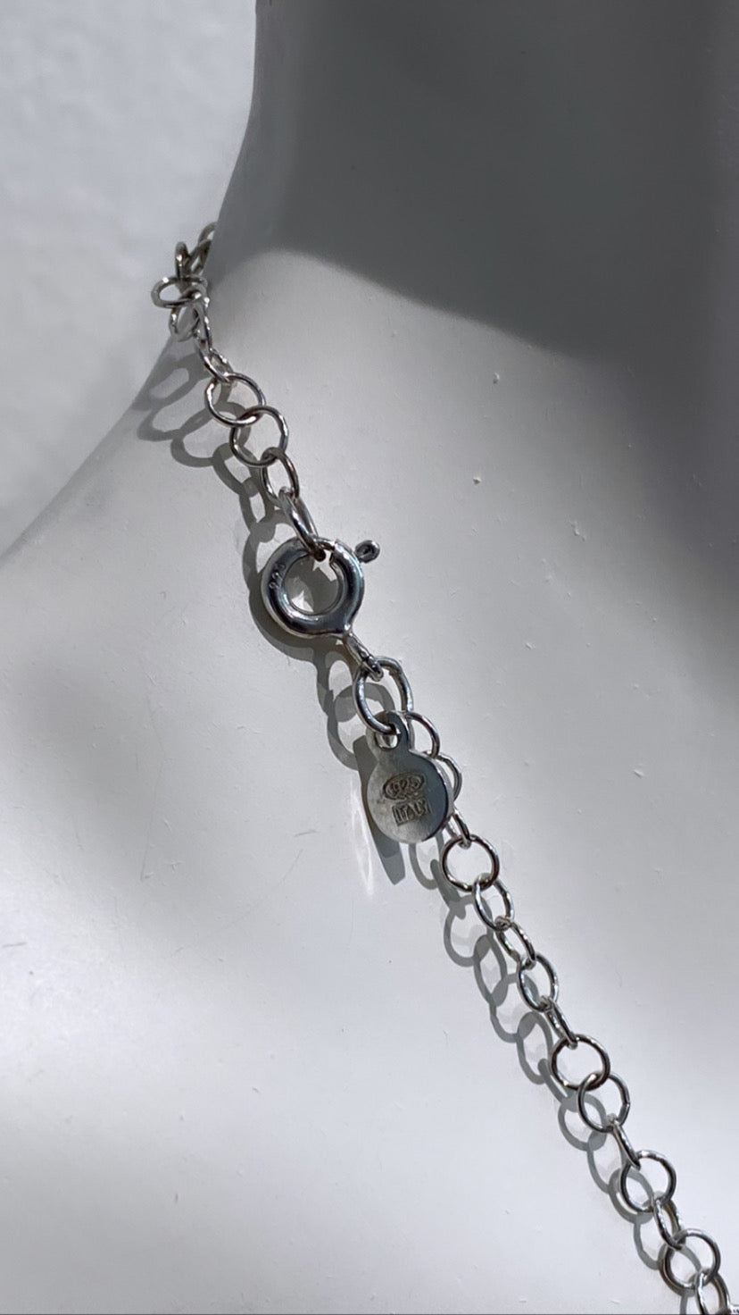 Collana cornetto smalto con perle grigie e argento sterling