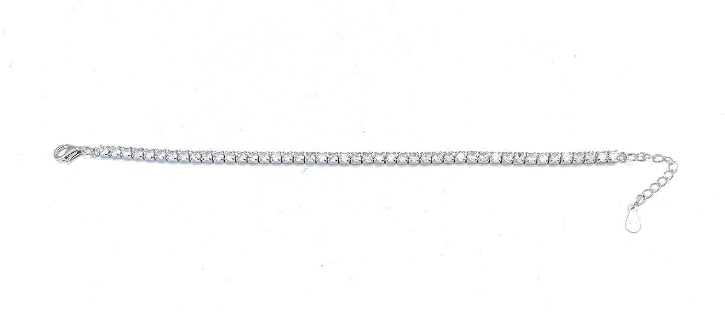 Bracciale tennis argento sterling e zirconi da 3 mm