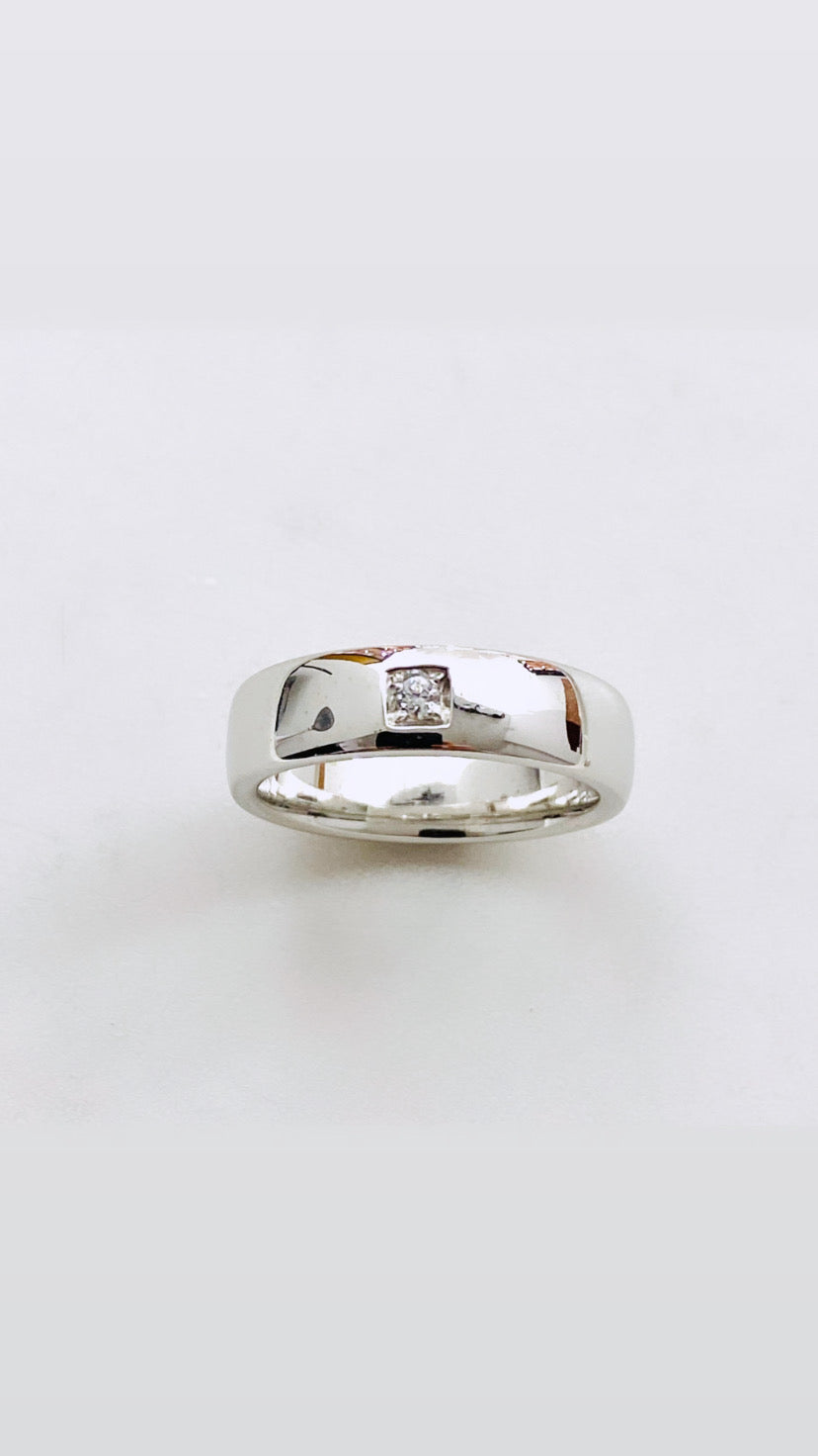 Anello fedina argento 925 rodio bianco