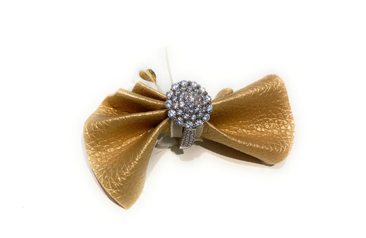 Anello Argento 925 Rodio Bianco con Zirconi Bianchi Elegante Donna Misura 14