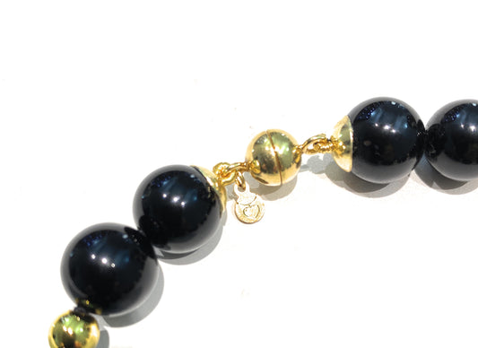 Bracciale agata striata onice nero ematite gold argento sterling chiusura a calamita