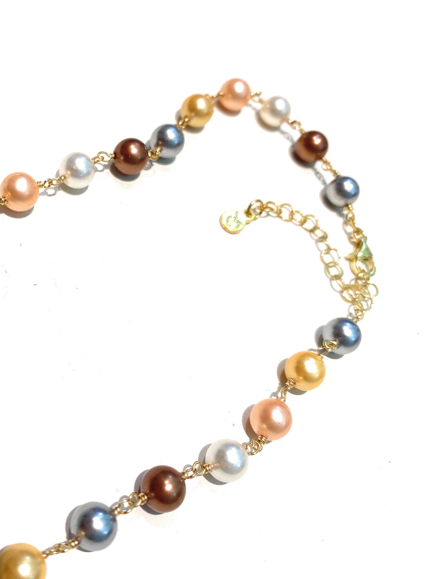 Collarino Choker Perle Multicolor Argento Sterling 925 galvanica Gialla regolabile