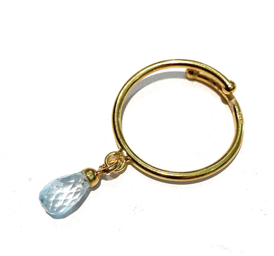 Anello Charm Goccia quarzo sfaccettata regolabile Argento 925