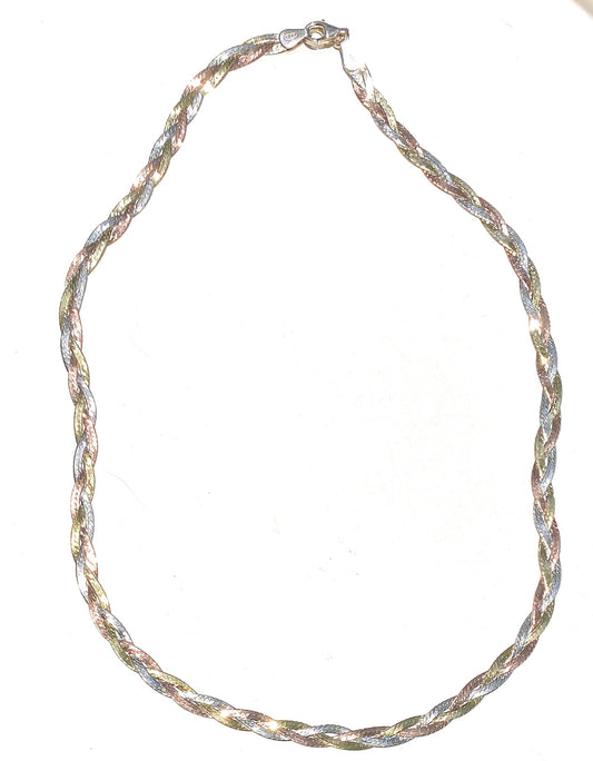 Collana Choker maglia Argento 925 3 Colori Oro Semi Rigida