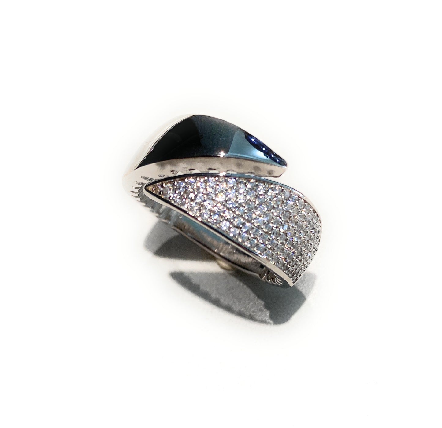 Anello a fascia Argento 925 Pavé di Zirconi rodio bianco lucido Elegante senza tempo - diWa Jewels