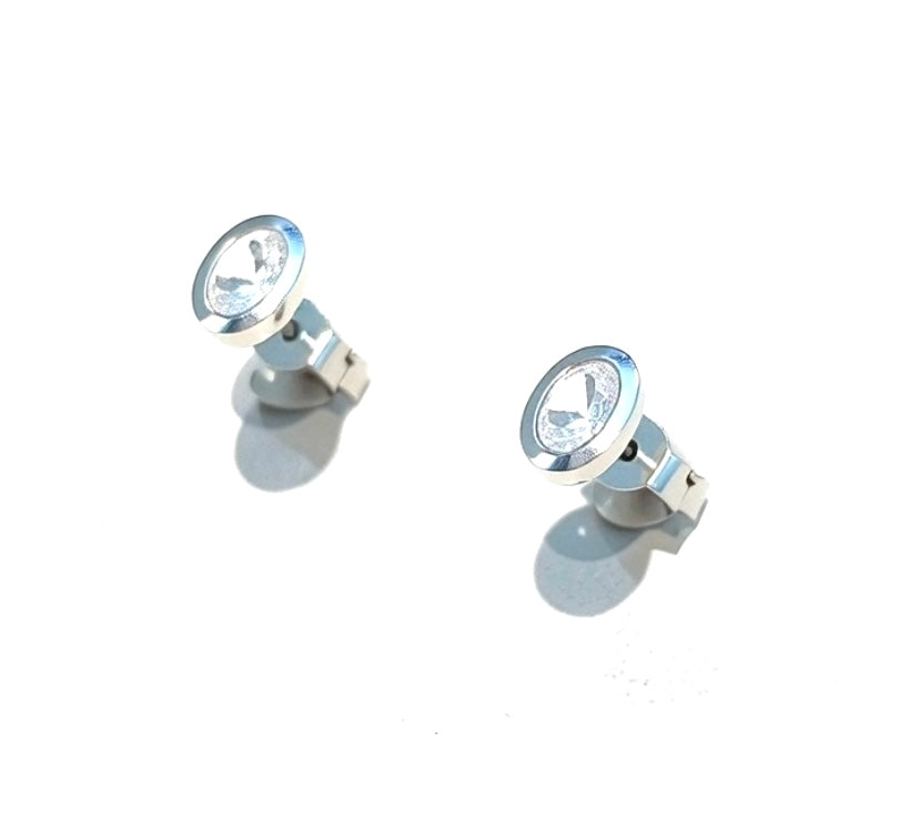 Orecchini Punto Luce Zircone Ovale Argento 925 Rodio Bianco Farfallina
