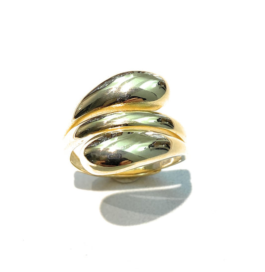 Anello a Fascia Bombata Argento Placcato Oro Giallo tipo Serpente Regolabile