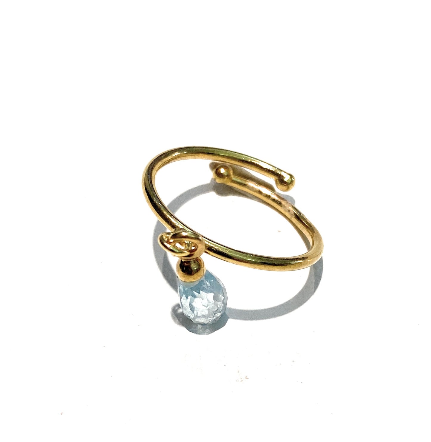 Anello Charm Goccia quarzo sfaccettata regolabile Argento 925