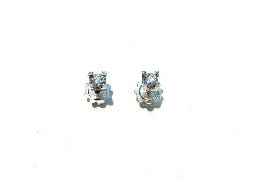 Orecchini punti luce diamanti naturali ct 0,36 F color cert IGI oro bianco 18 kt