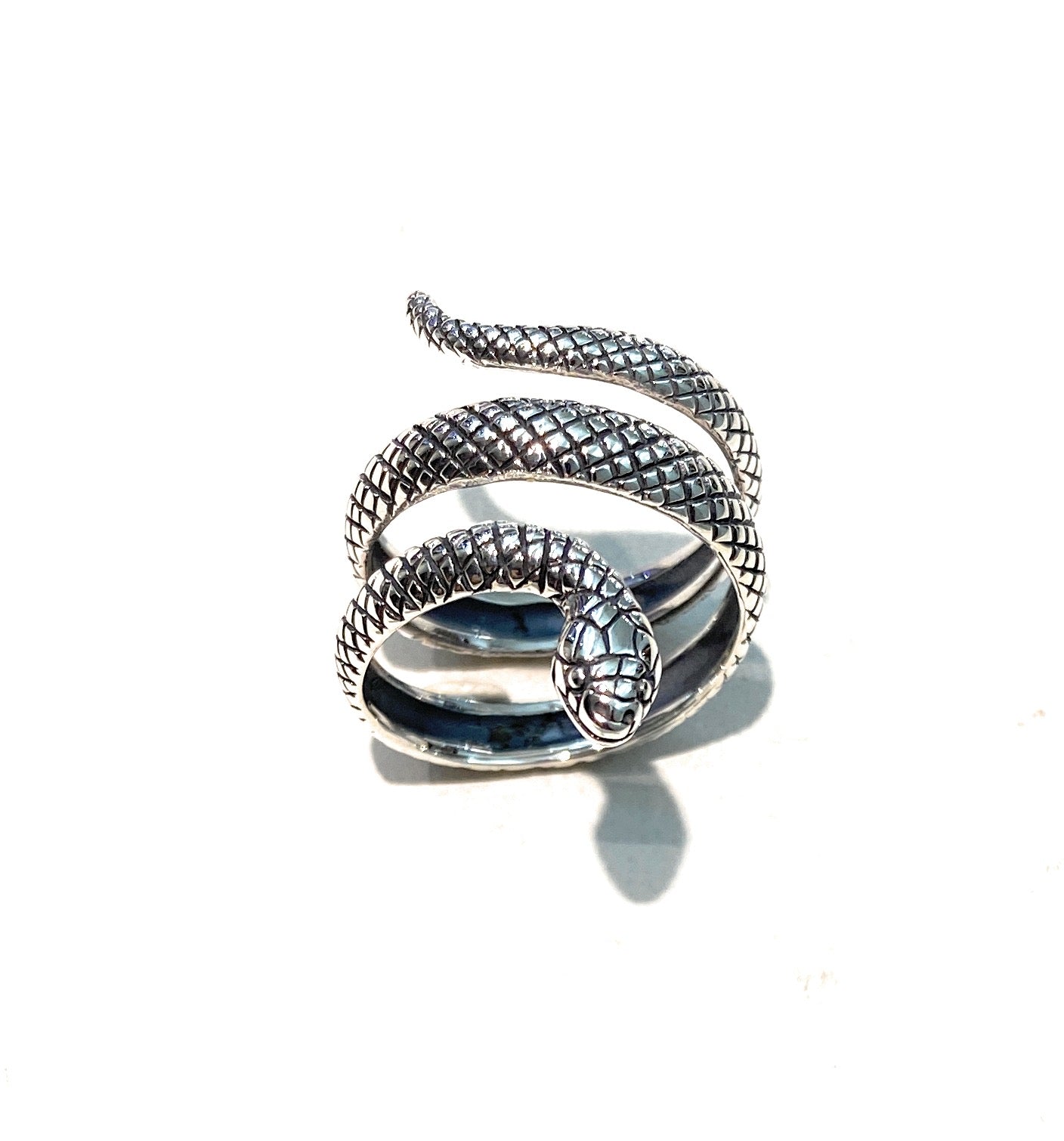 Anello Serpente Argento 925 Black rodium Tre Giri Unisex