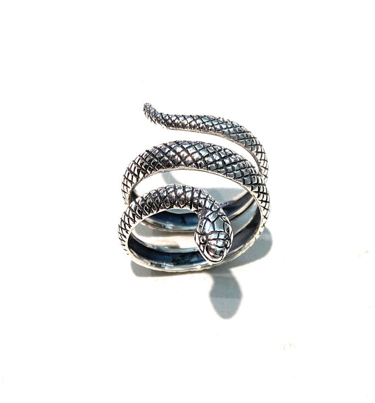 Anello Serpente Argento 925 Black rodium Tre Giri Unisex