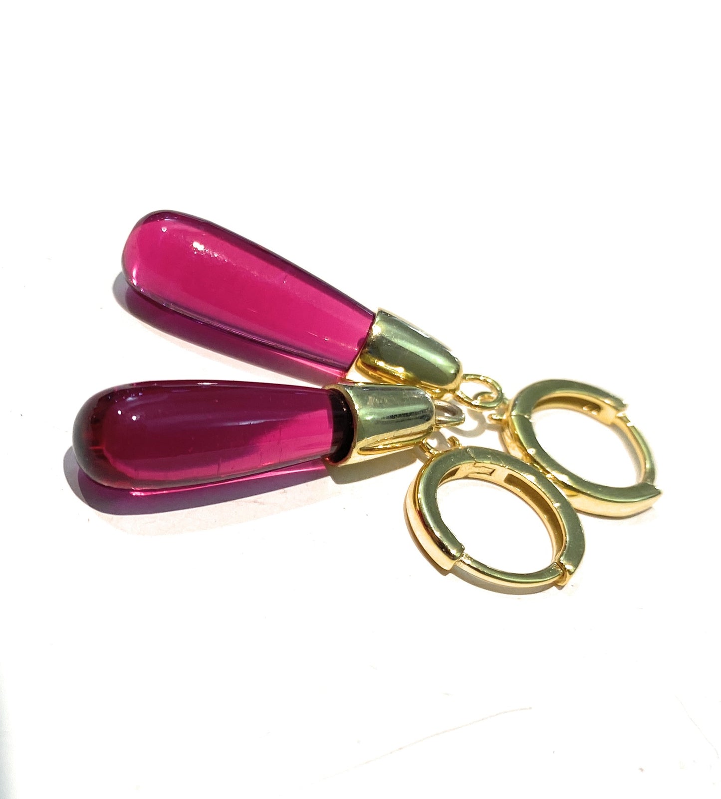 Orecchini Cerchietto Pendente Gocce Cristallo colorato Argento Placcato Oro Giallo