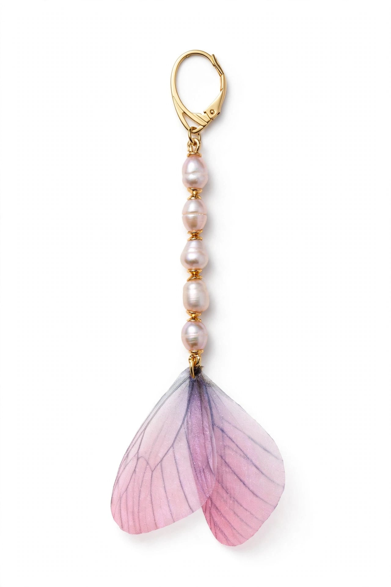 Mono Orecchino Farfalla con Perle Orecchino Lungo Ali di Farfalla Rosa Lilla Orecchino Pendente Perle Naturali argento 925 Monachella