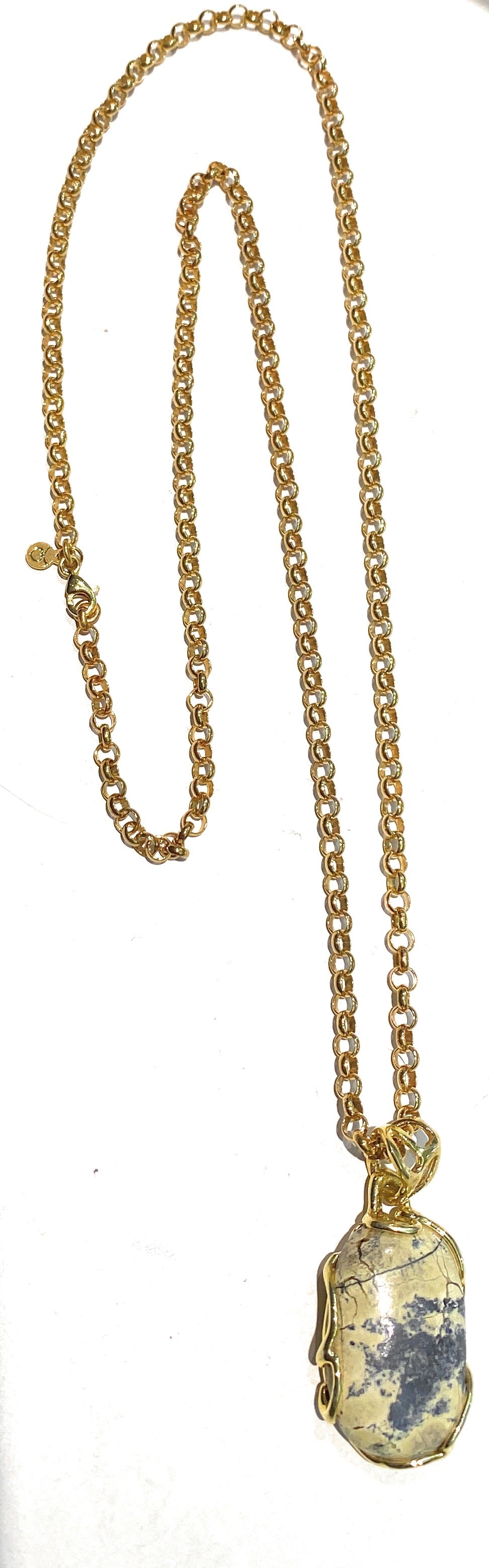 Pendente diWa Jewels Pietra dura montatura in Argento 925 Placcato Oro Giallo