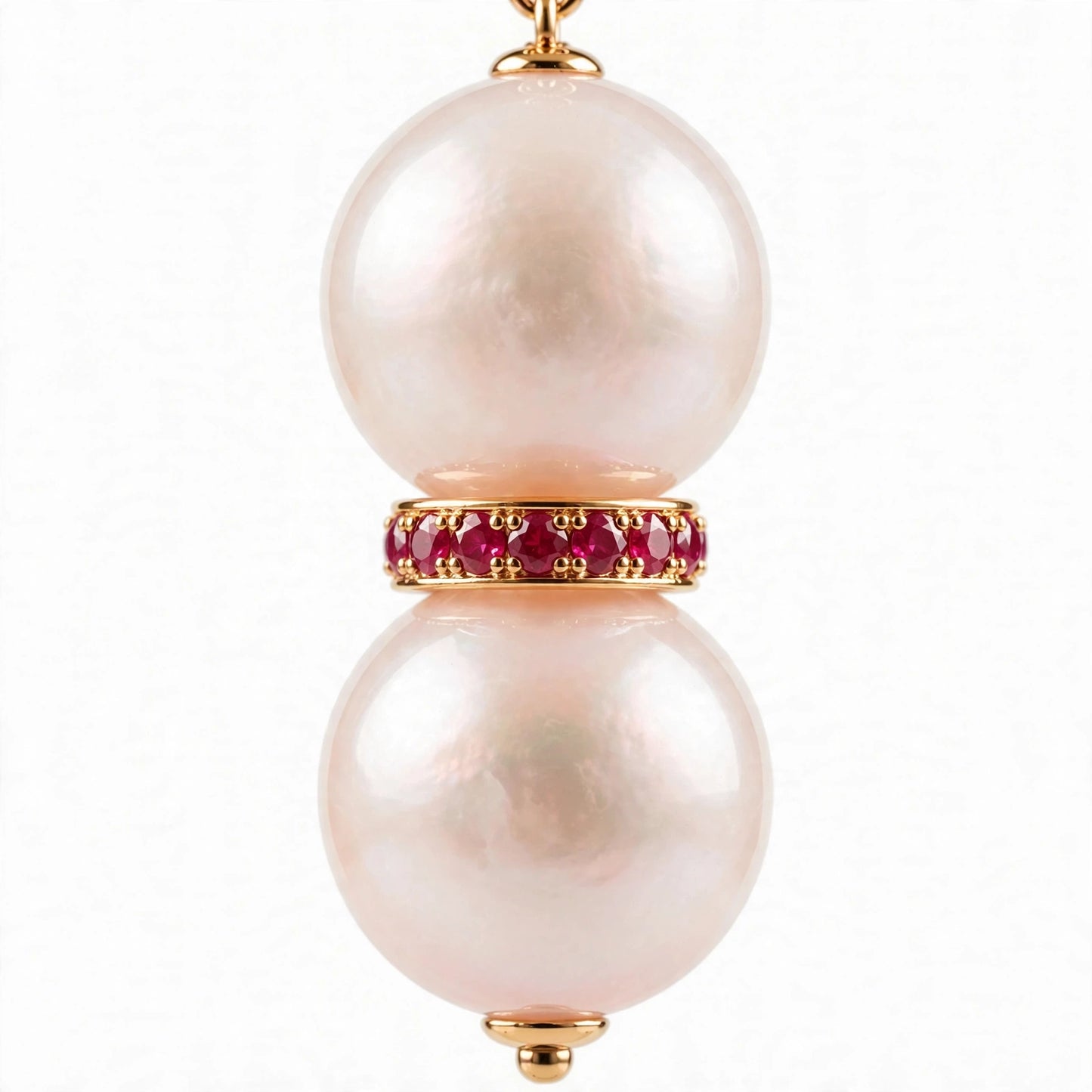 Orecchini Corallo Rosato Oro 18 Kt Mezza Luna Rubini