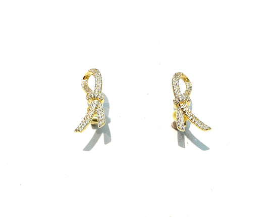 Orecchini diWa Jewels fiocco argento con zirconi placcato oro giallo farfallina