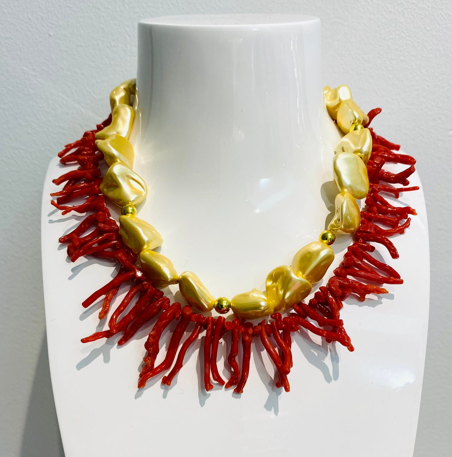 Collana choker frange corallo italiano rosso ematite argento sterling personalizzabile con perle