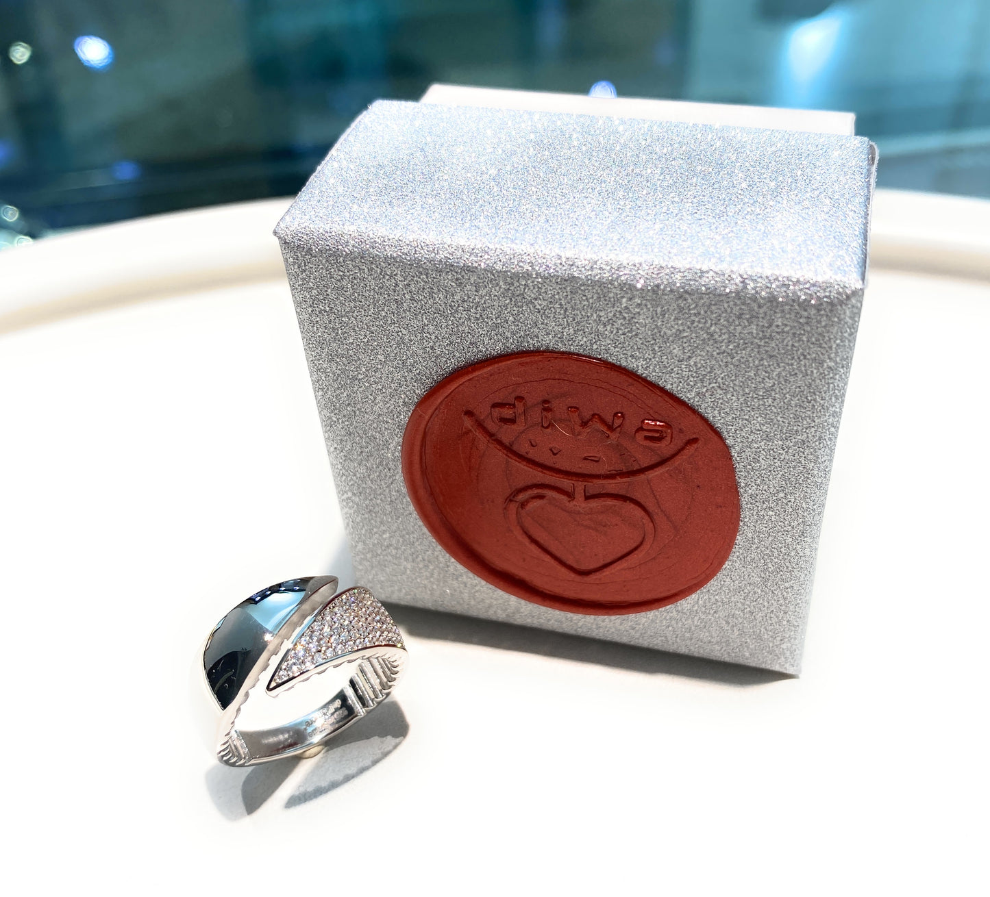 Anello a fascia Argento 925 Pavé di Zirconi rodio bianco lucido Elegante senza tempo - diWa Jewels