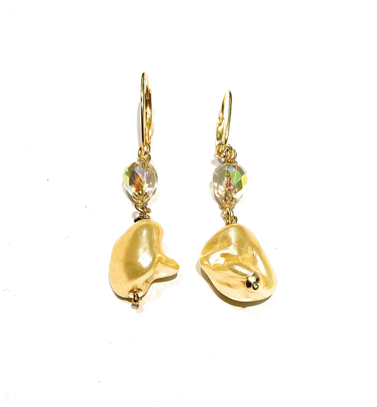 Orecchini diWa Jewels a monachella perla pepita gold briolette gold sfaccettata argento sterling placcato oro giallo