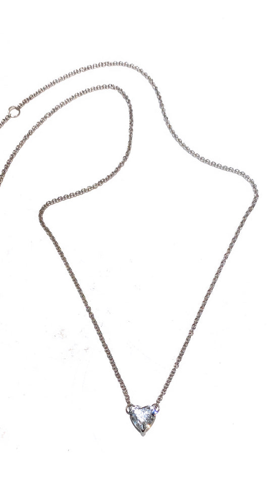 Collarino diWa Jewels punto luce diamante lab grown taglio cuore F color ct 1,27 oro bianco 18 kt fatto a mano collanina rolò regolabile Cert IGI