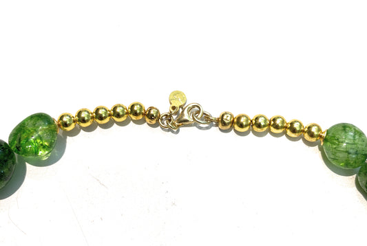 Collana Choker sasso Cristallo di Rocca Verde Perla di Maiorca Gold Ematite gold Argento Sterling Placcato Oro Giallo