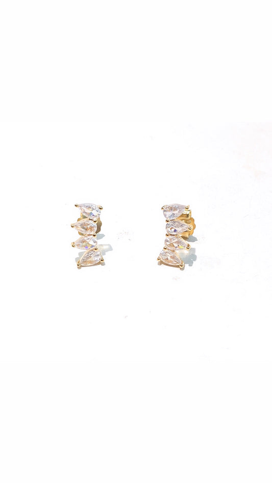 Orecchini mezzaluna zirconi navette argento 925 farfallina placcati oro giallo
